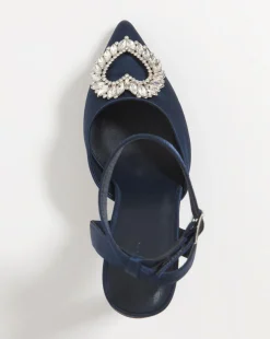 Amelia Heart Trim Heeled Court Shoes Ex Wide Fit