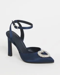 Amelia Heart Trim Heeled Court Shoes Ex Wide Fit