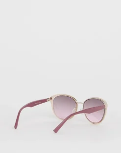 Amelia Pink Trim Round Sunglasses