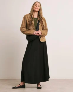 Anthology Black Linen Seam Detail Maxi Skirt