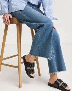 Anthology Gardenia Leather Double Buckle Mule Sandal Extra Wide EEE Fit