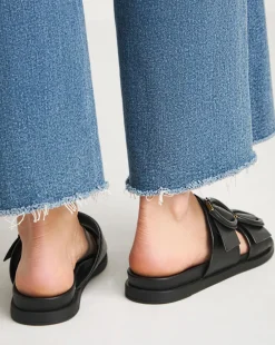 Anthology Gardenia Leather Double Buckle Mule Sandal Extra Wide EEE Fit