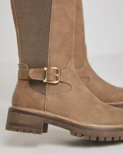 Apollo Knee High Elasticated Boots With Buckle Extra Wide EEE Fit Curvy Calf