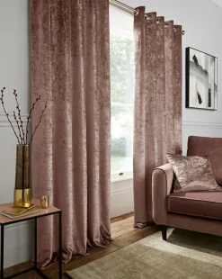 Crushed Velvet Lined Eyelet Curtains