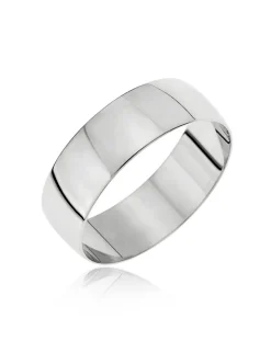 9ct White Gold D Shape Wedding Band