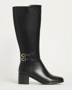 Cushion Walk Block Heel Knee High Boot Wide E Fit Curvy Calf