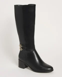 Cushion Walk Block Heel Knee High Boot Wide E Fit Curvy Calf