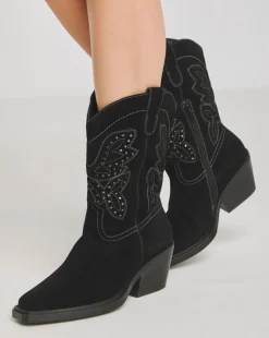 Daytona Punch Detail Suede Western Calf Boots Extra Wide EEE Fit Standard Calf