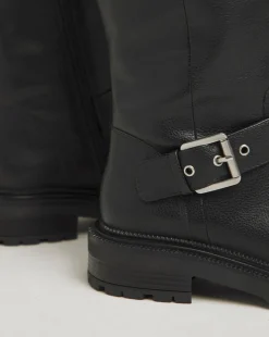 Eden Buckle Detail Knee High Boots Extra Wide EEE Fit Curvy Calf