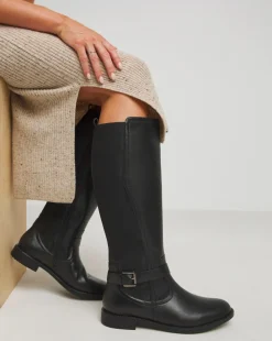 Fala Leather Elasticated Riding Boots Wide E Fit Standard Calf