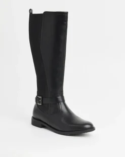 Fala Leather Elasticated Riding Boots Wide E Fit Standard Calf