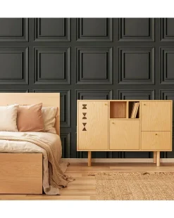 Fresco Wood Panel Charcoal Wallpaper