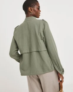 Green Textured Utility Jacket