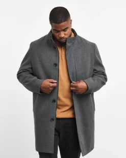 Grey Faux Wool Funnel Coat