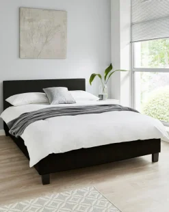 Hayden Faux Leather Bed Frame with 3 Layer Memory Foam Hybrid Mattress