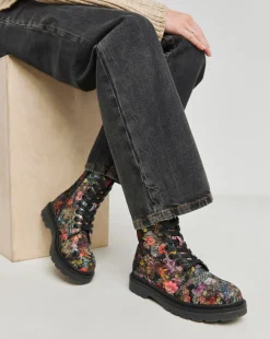 Heavenly Feet Justina Lace Up Chunky Boot Wide Fit