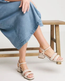 Jacinda Twin Strap Block Heeled Sandals Wide E Fit