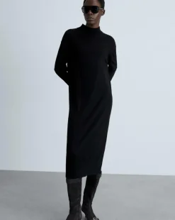 Mango Perkins-Neck Knitted Dress