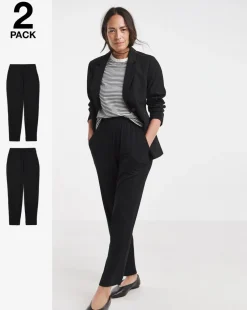 2 Pack Black Jersey Tapered Leg Trousers
