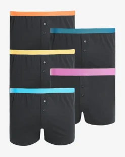 5 Pack Contrast Waistband Loose Boxer