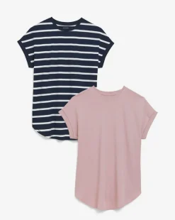2 Pack Short Sleeve Curved Hem Longline top