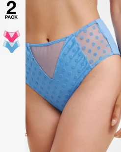 Pretty Secrets 2 Pack Hannah Everyday Spot Mesh Brief Knickers
