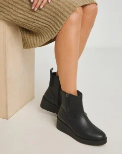 Rene Zip Detail Wedge Ankle Boots Extra Wide EEE Fit