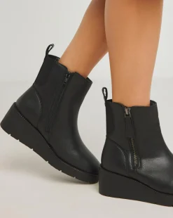 Rene Zip Detail Wedge Ankle Boots Extra Wide EEE Fit
