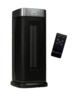 Russell Hobbs Black 2kw Digital Oscillating Ceramic Heater with silver Trim